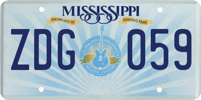 MS license plate ZDG059