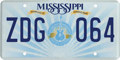 MS license plate ZDG064