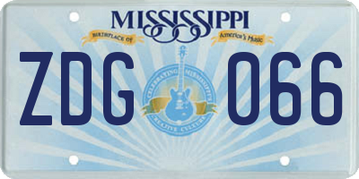 MS license plate ZDG066