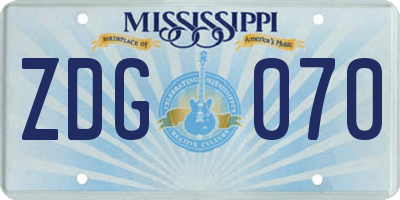 MS license plate ZDG070