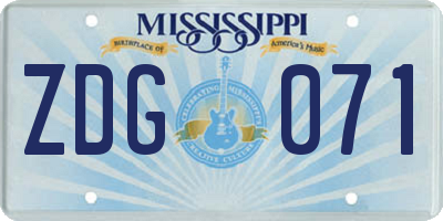 MS license plate ZDG071