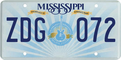 MS license plate ZDG072