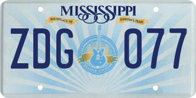 MS license plate ZDG077