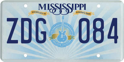 MS license plate ZDG084