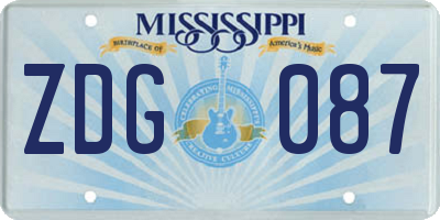 MS license plate ZDG087