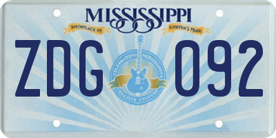 MS license plate ZDG092