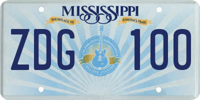 MS license plate ZDG100