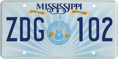 MS license plate ZDG102