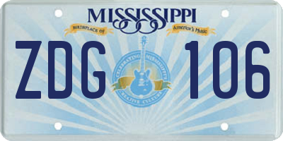 MS license plate ZDG106