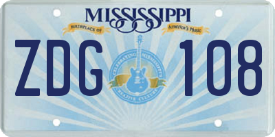MS license plate ZDG108
