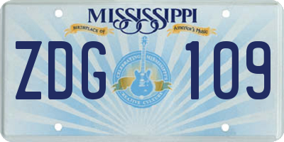 MS license plate ZDG109