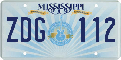 MS license plate ZDG112