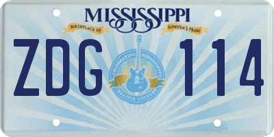 MS license plate ZDG114