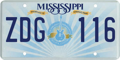 MS license plate ZDG116