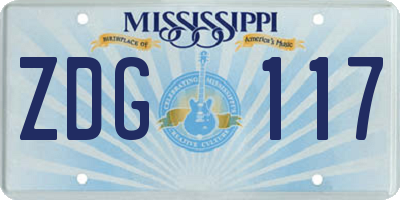 MS license plate ZDG117