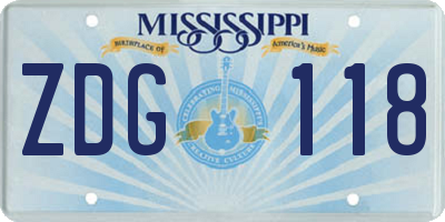 MS license plate ZDG118