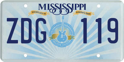 MS license plate ZDG119