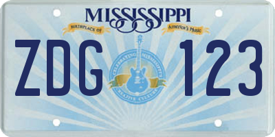 MS license plate ZDG123