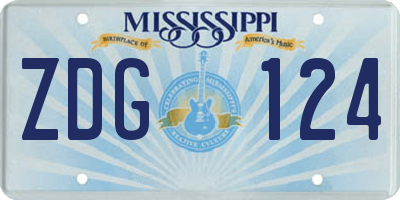 MS license plate ZDG124