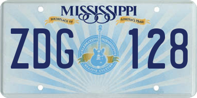 MS license plate ZDG128
