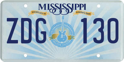 MS license plate ZDG130