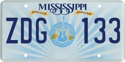 MS license plate ZDG133