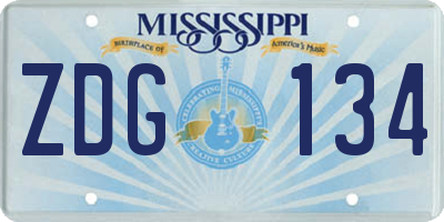 MS license plate ZDG134