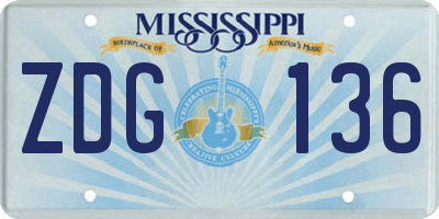 MS license plate ZDG136
