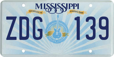 MS license plate ZDG139