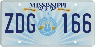 MS license plate ZDG166