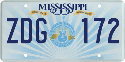 MS license plate ZDG172