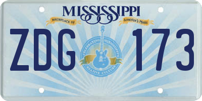 MS license plate ZDG173