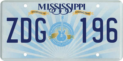 MS license plate ZDG196