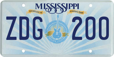 MS license plate ZDG200