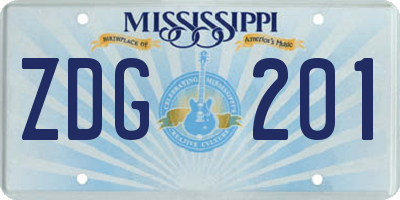 MS license plate ZDG201