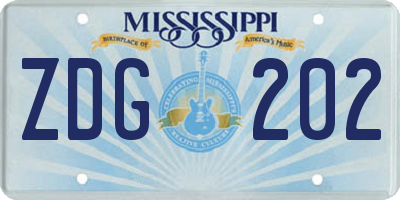 MS license plate ZDG202