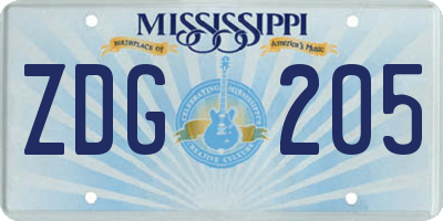 MS license plate ZDG205