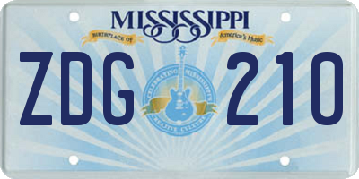 MS license plate ZDG210