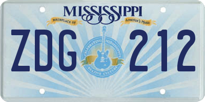 MS license plate ZDG212