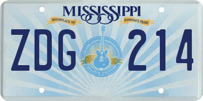 MS license plate ZDG214