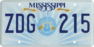 MS license plate ZDG215