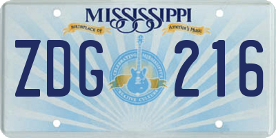 MS license plate ZDG216