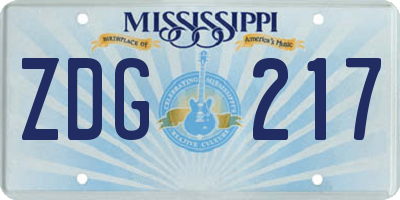 MS license plate ZDG217