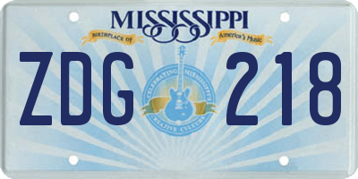 MS license plate ZDG218