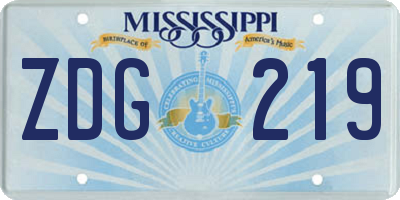 MS license plate ZDG219