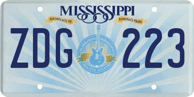 MS license plate ZDG223