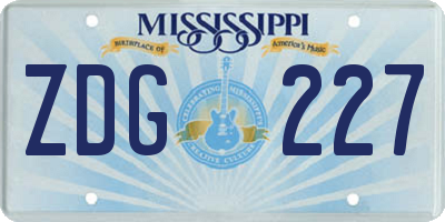 MS license plate ZDG227