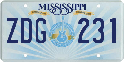 MS license plate ZDG231