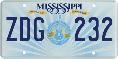 MS license plate ZDG232