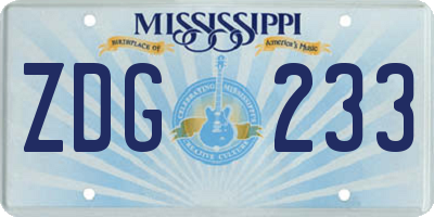 MS license plate ZDG233